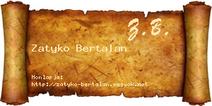 Zatyko Bertalan névjegykártya